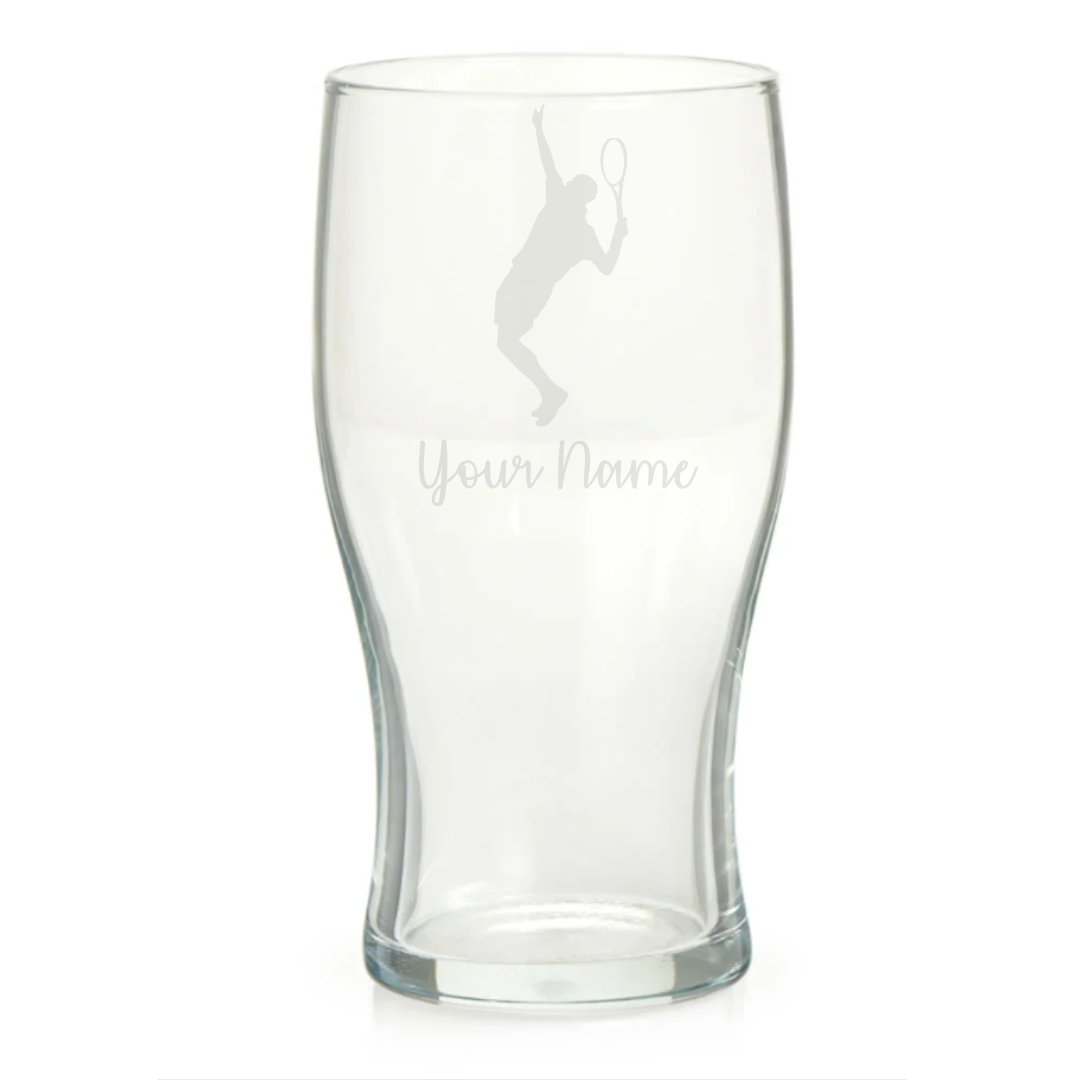 Personalised Male Tennis Player Pint Glass