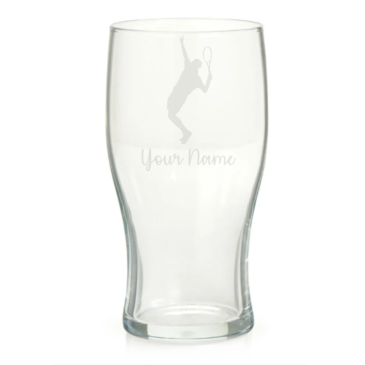 Personalised Male Tennis Player Pint Glass