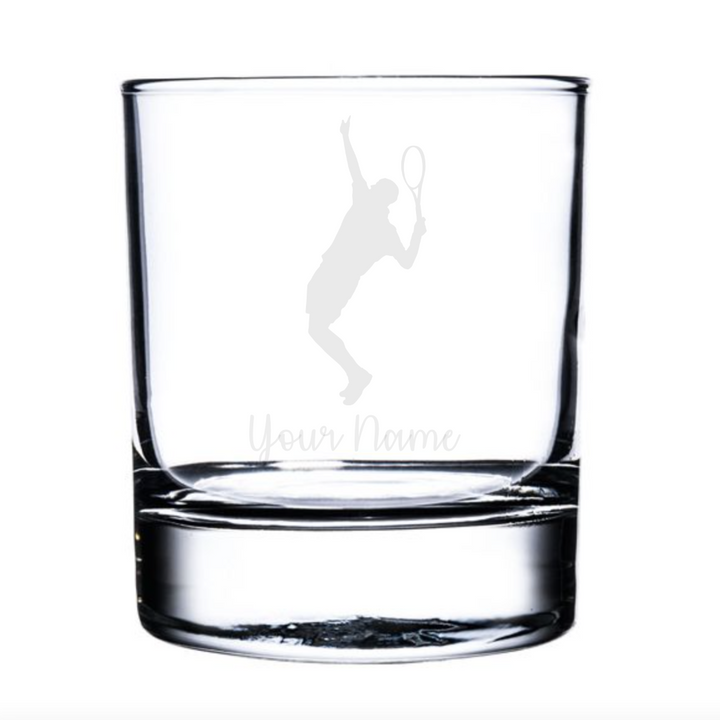 Personalised Male Tennis Player Whisky Glass