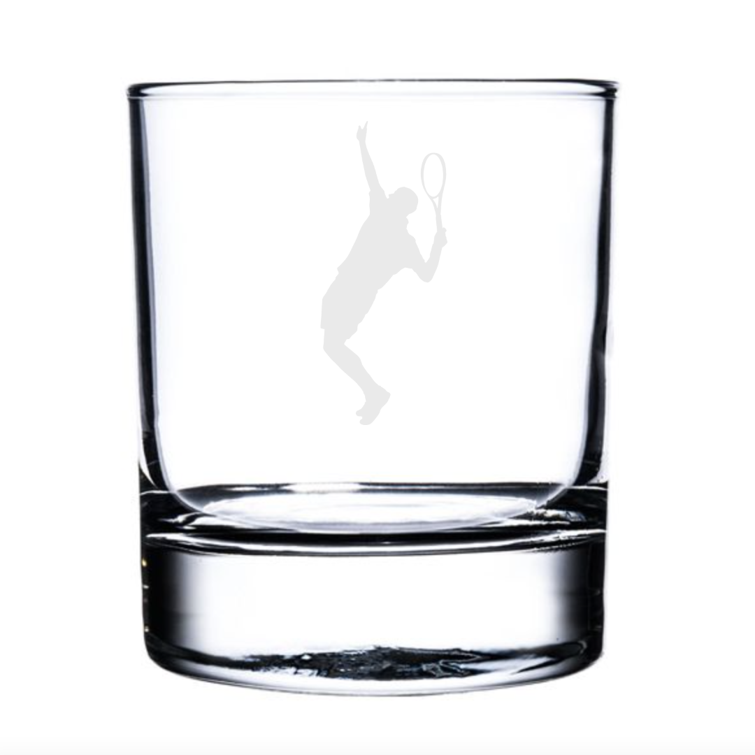 Personalised Male Tennis Player Whisky Glass