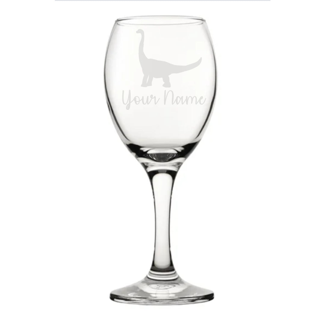 Personalised Brontosaurus Dinosaur Wine Glass