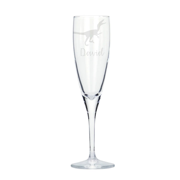 Personalised Raptor Dinosaur Champagne Glass