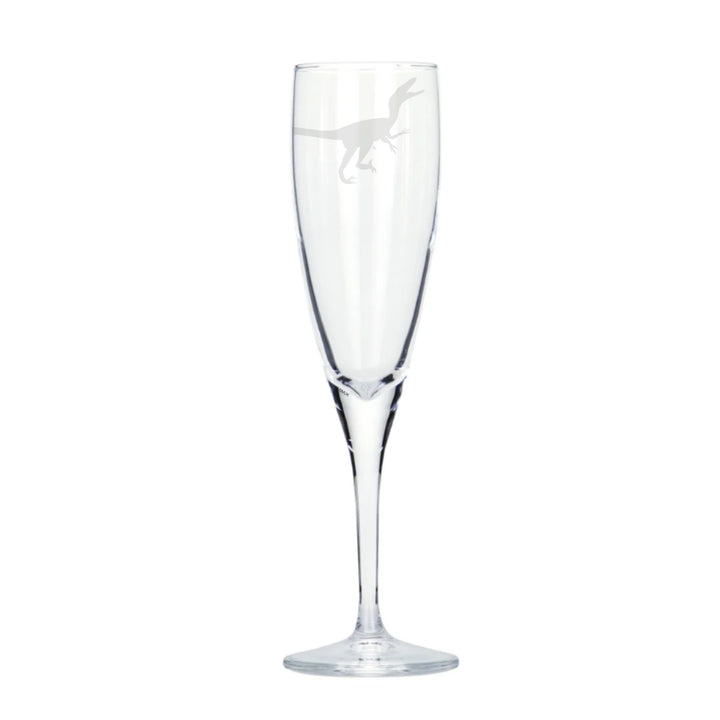 Personalised Raptor Dinosaur Champagne Glass