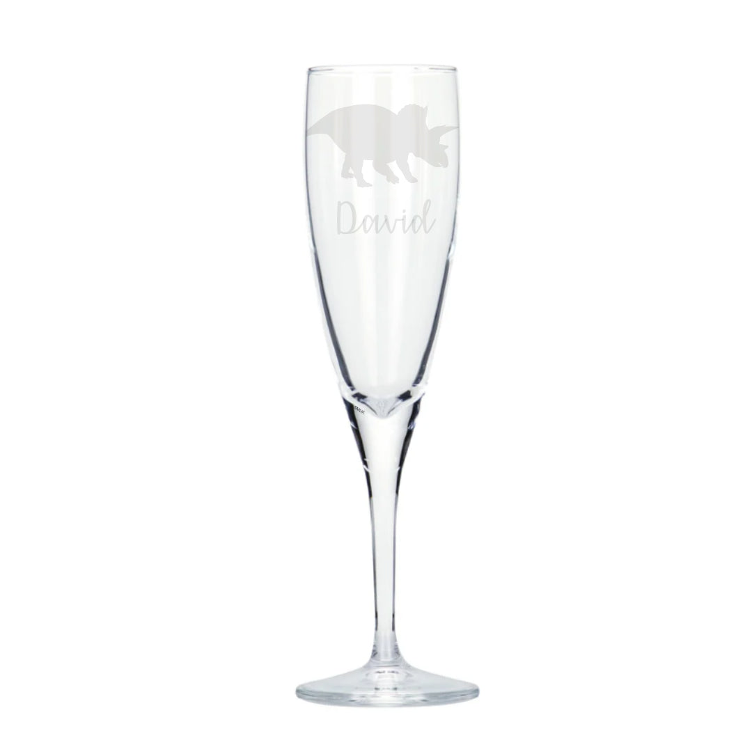 Personalised Triceratops Dinosaur Champagne Glass