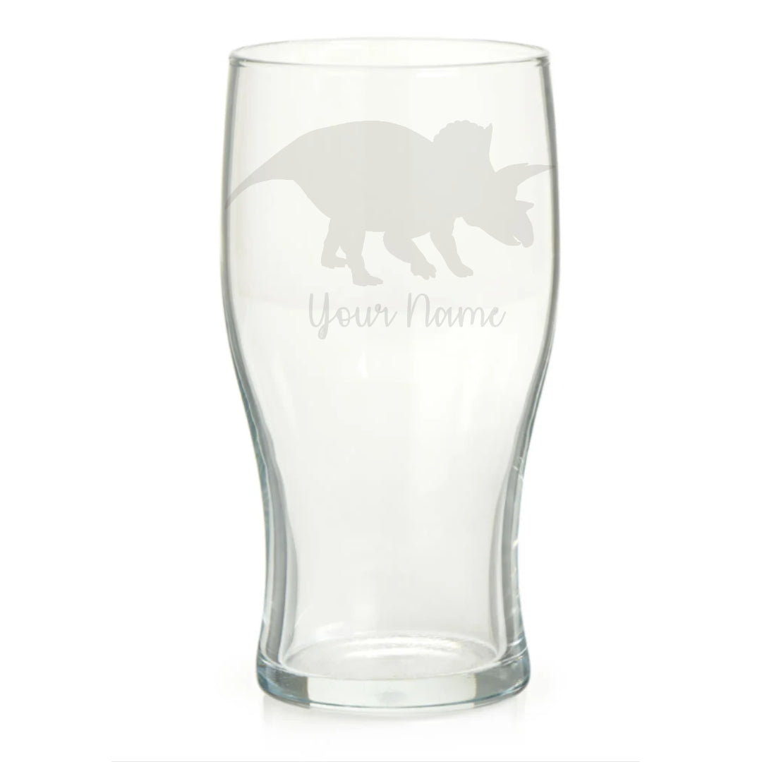 Personalised Triceratops Dinosaur Pint Glass
