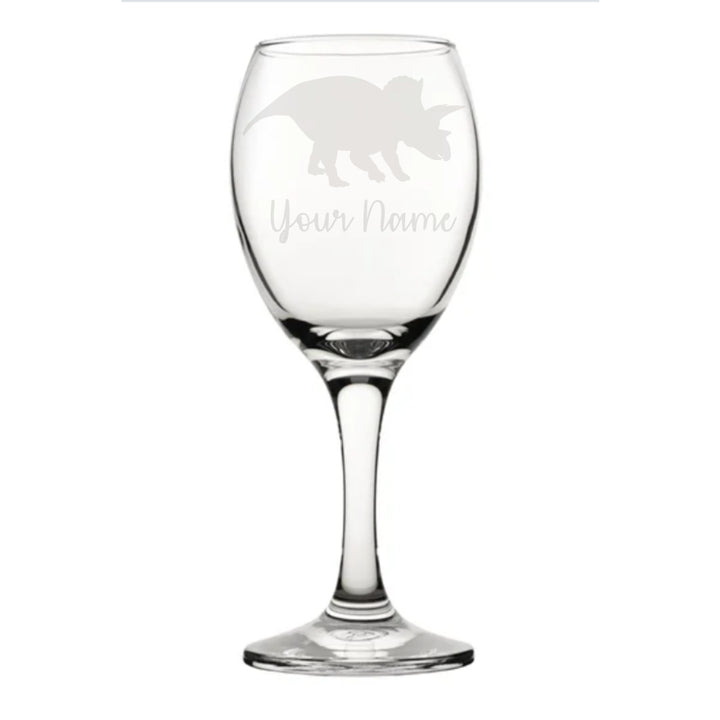 Personalised Triceratops Dinosaur Wine Glass
