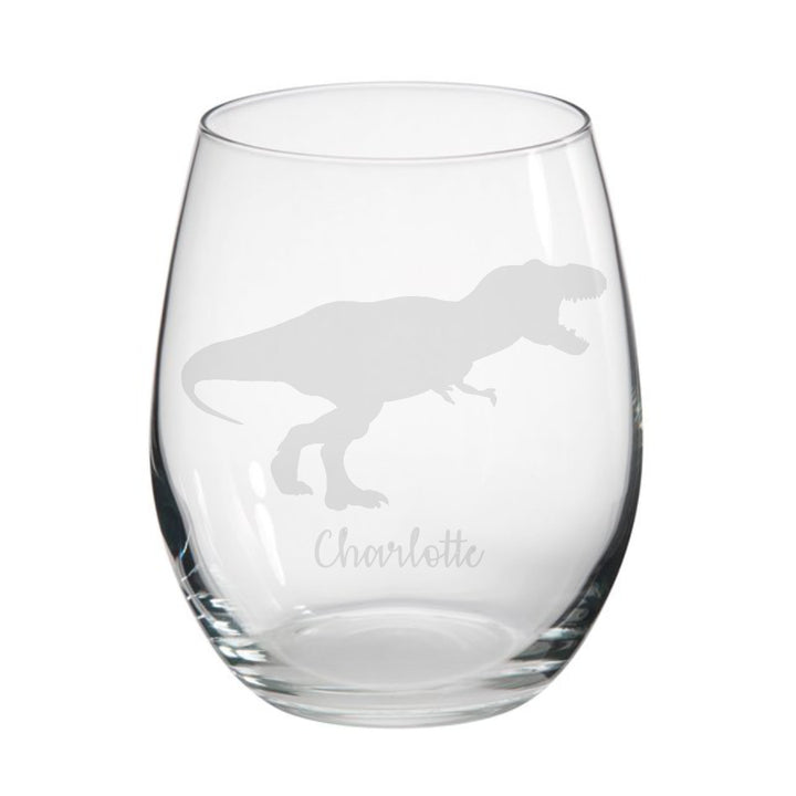 Personalised Tyrannosaurus Rex 'T-Rex' Dinosaur Stemless Glass