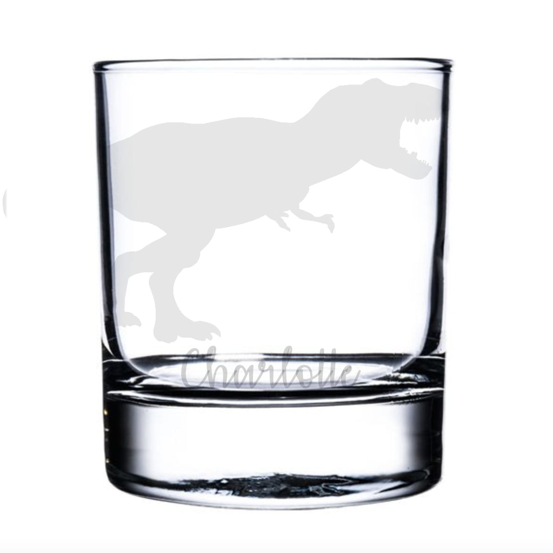 Personalised Tyrannosaurus Rex 'T-Rex' Dinosaur Whisky Glass