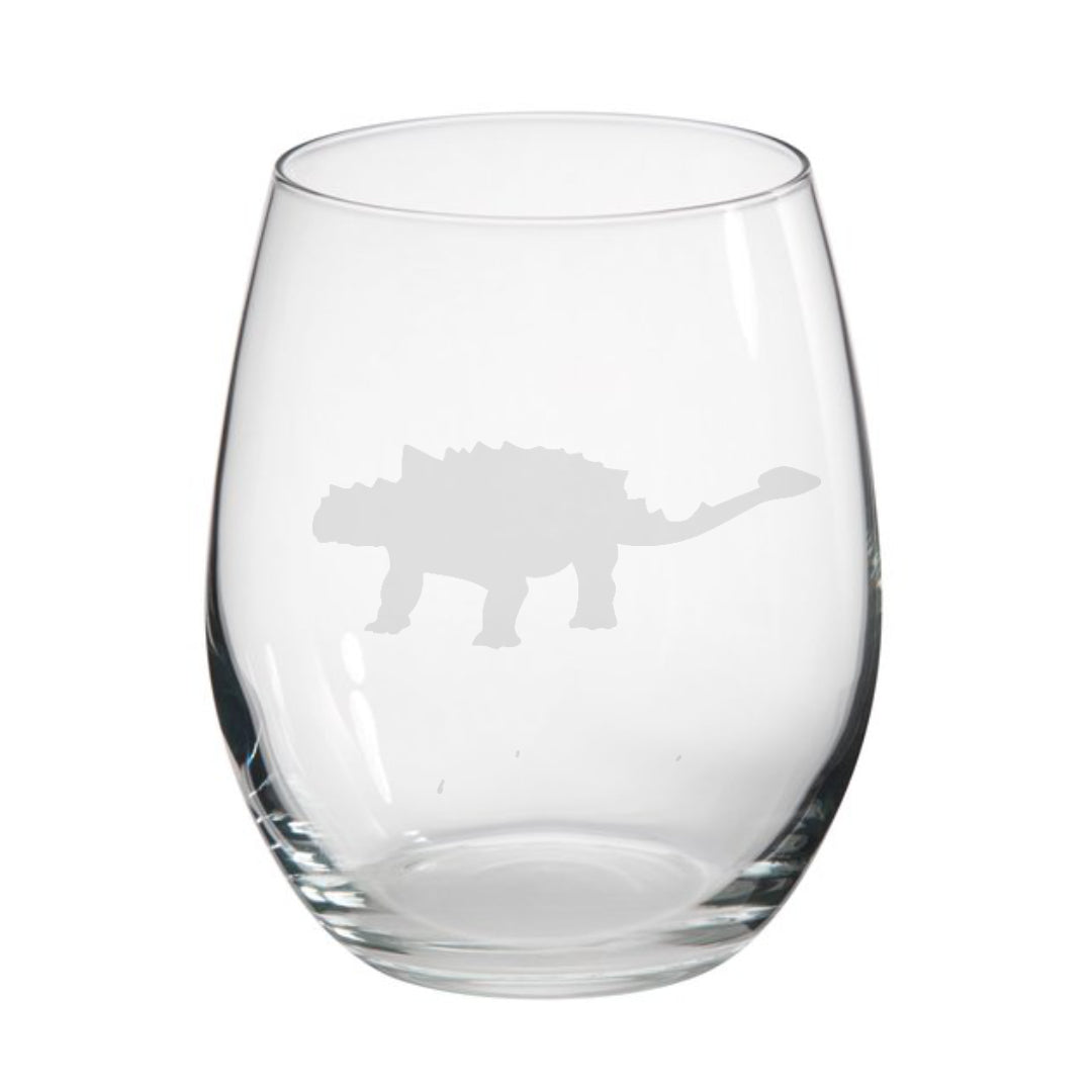 Personalised Ankylosaurus Dinosaur Stemless Glass