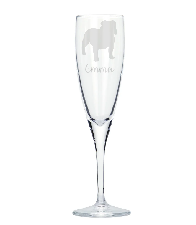 Personalised British Bulldog Champagne Glass