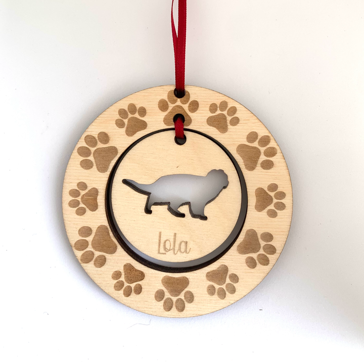 Personalised Scottish Fold Cat Hanging Decoration ~ Paw Wreath