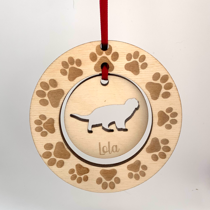 Personalised Scottish Fold Cat Hanging Decoration ~ Paw Wreath