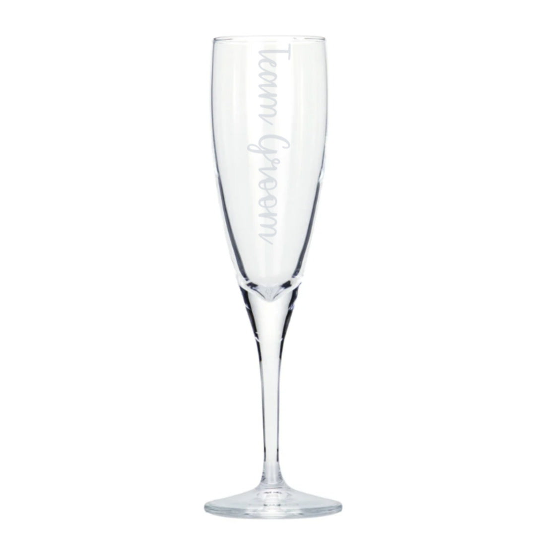 'Team Groom' Glass Champagne Flute