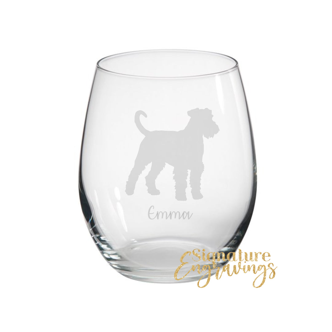 Personalised Airedale Terrier Stemless Glass
