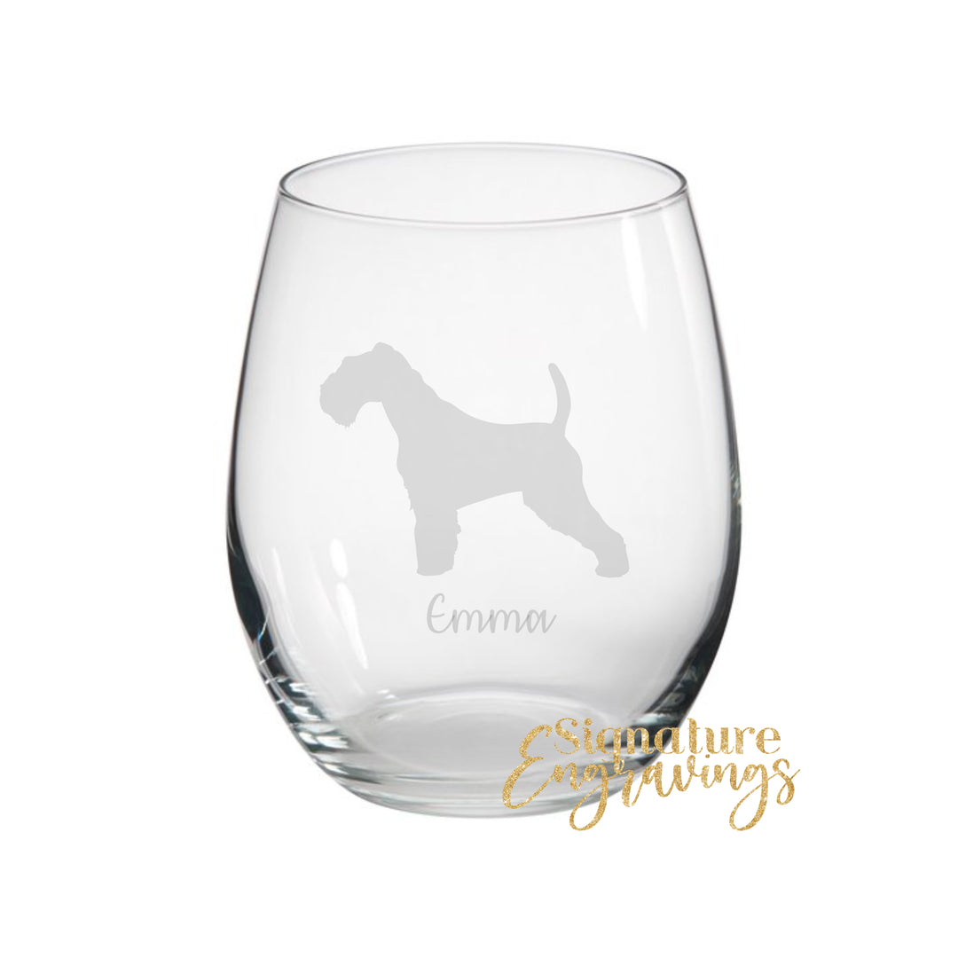 Personalised Airedale Terrier Stemless Glass