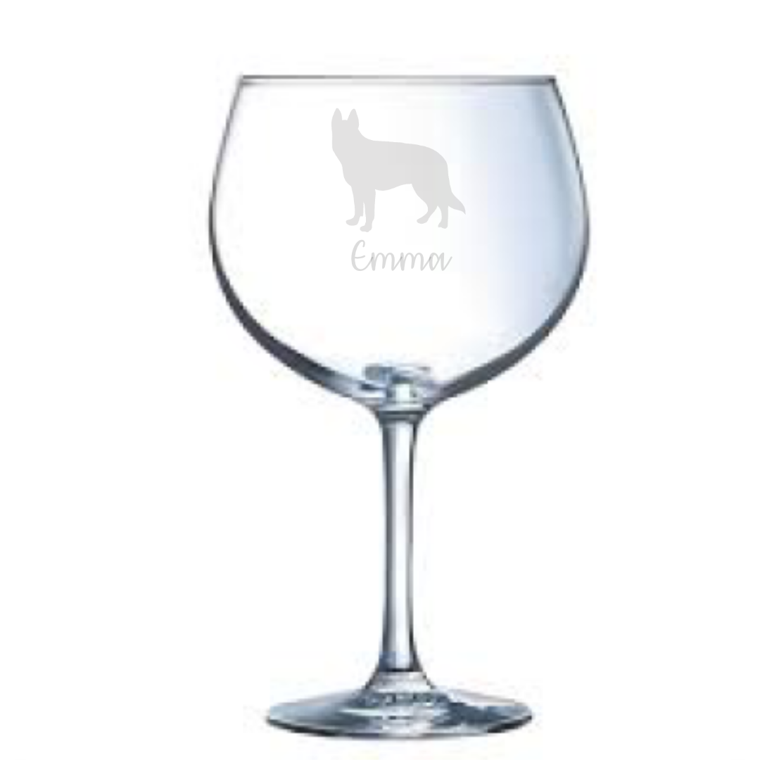 Personalised Alsatian German Shepherd Gin Glass