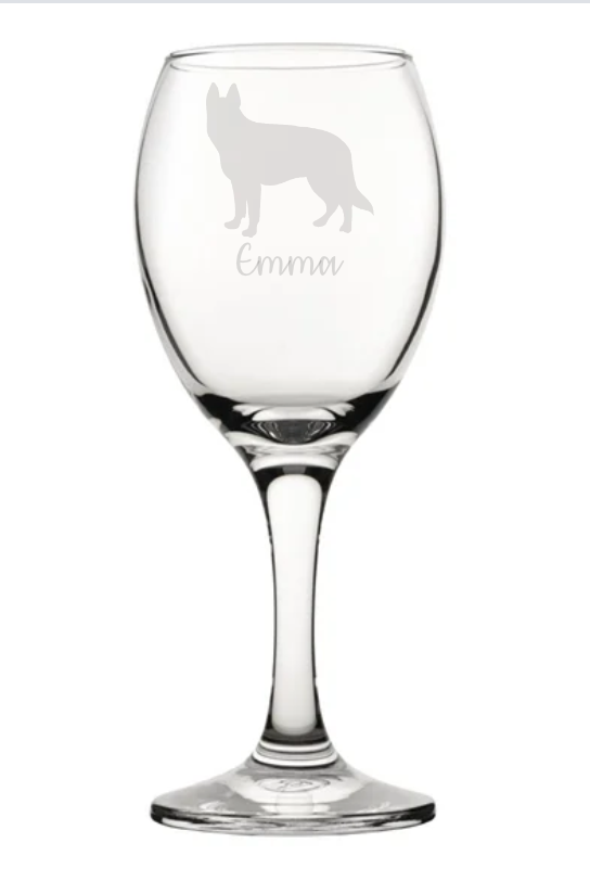 Personalised Alsatian German Shepherd Wine Glass