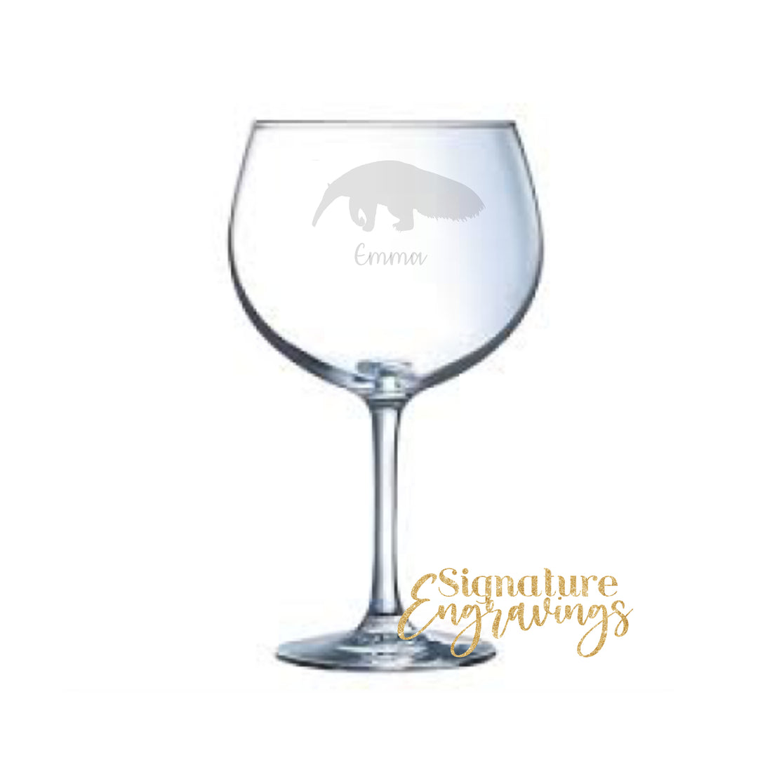 Personalised Anteater Gin Glass