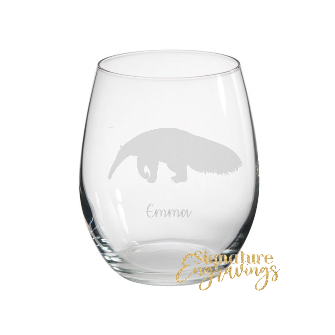 Personalised Anteater Stemless Glass