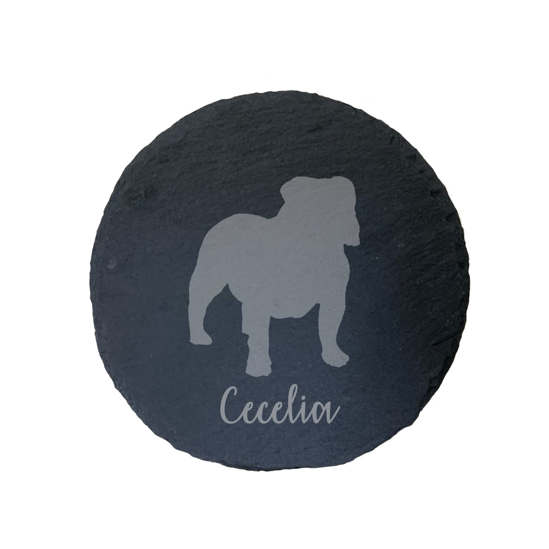 Personalised British Bulldog Slate Coaster