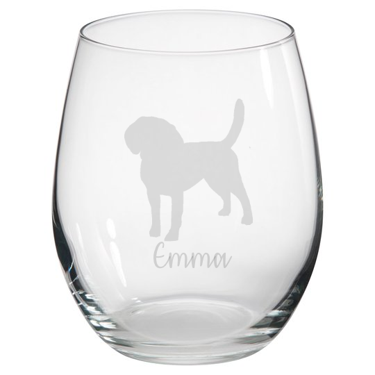 Personalised Beagle Stemless Glass