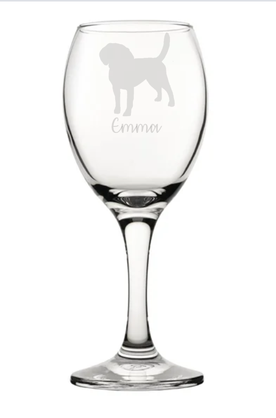 Personalised Beagle Wine Glass