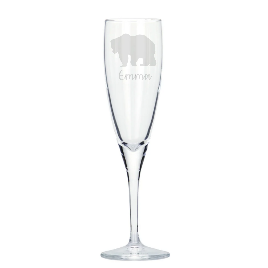Personalised Bear Champagne Glass
