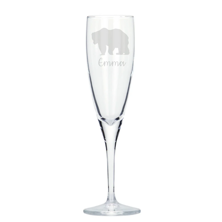 Personalised Bear Champagne Glass