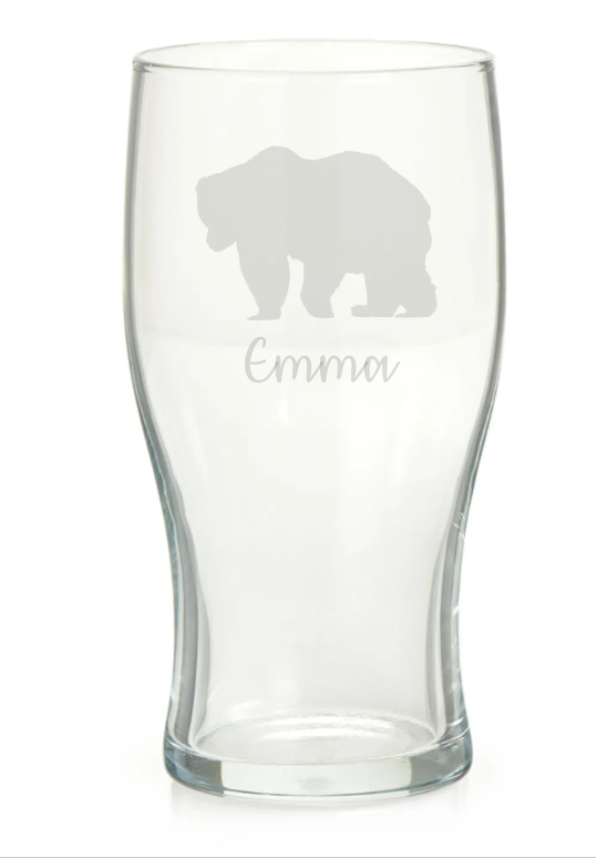 Personalised Bear Pint Glass