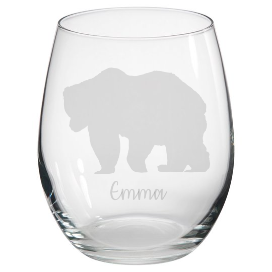 Personalised Bear Stemless Glass