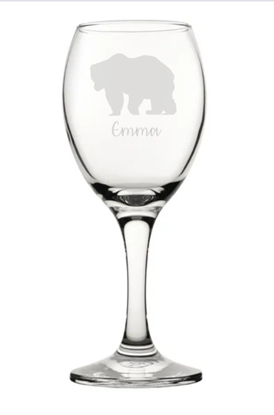 Personalised Bear Wine Glass