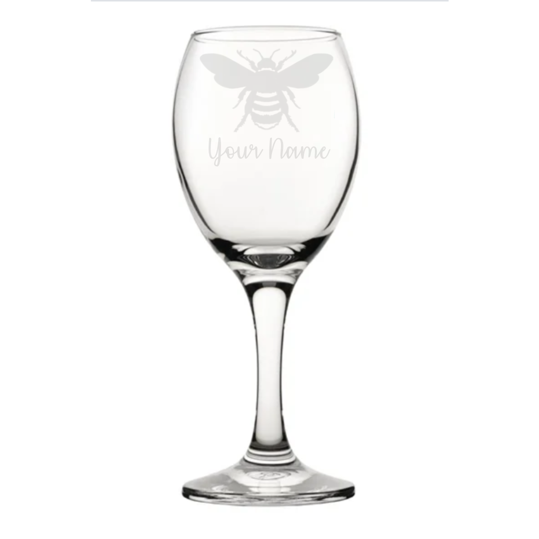 Personalised Bee Wine Glass