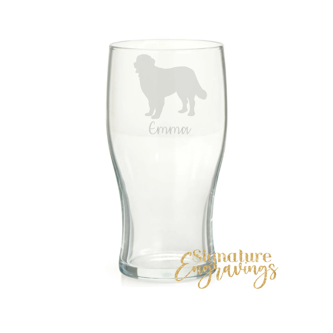 Personalised Bernese Mountain Dog Pint Glass