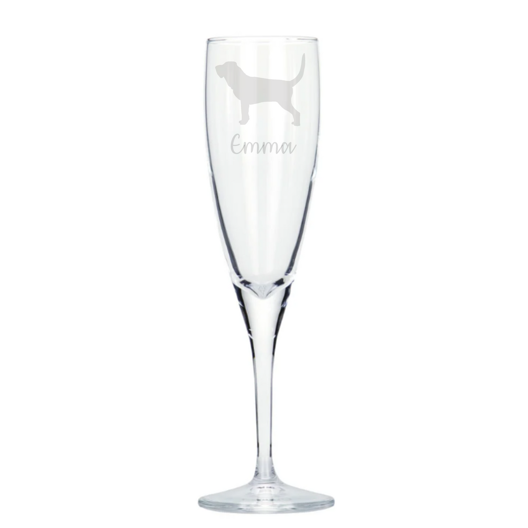 Personalised Bloodhound Champagne Glass