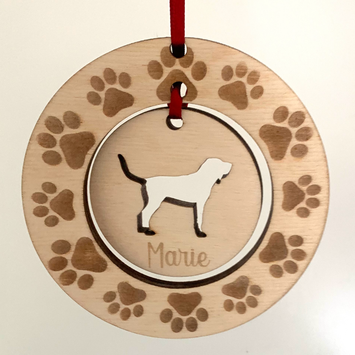 Personalised Bloodhound Hanging Decoration ~ Paw Wreath