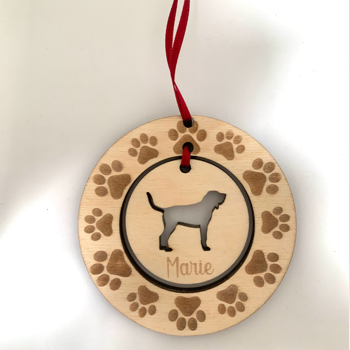 Personalised Bloodhound Hanging Decoration ~ Paw Wreath