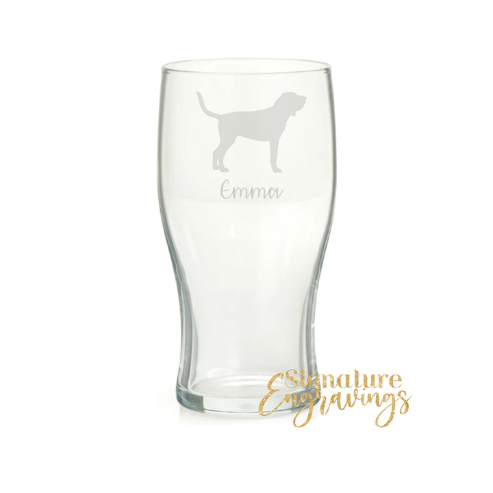 Personalised Bloodhound Pint Glass