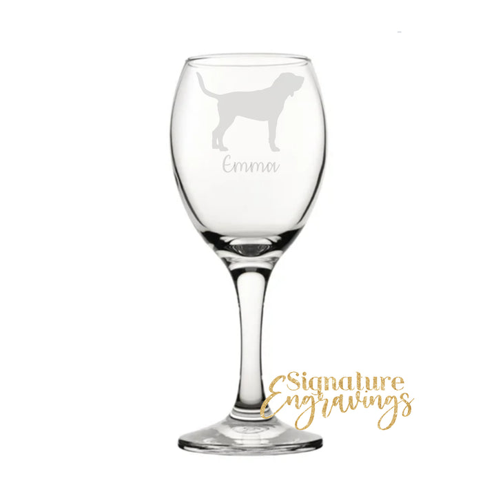 Personalised Bloodhound Wine Glass