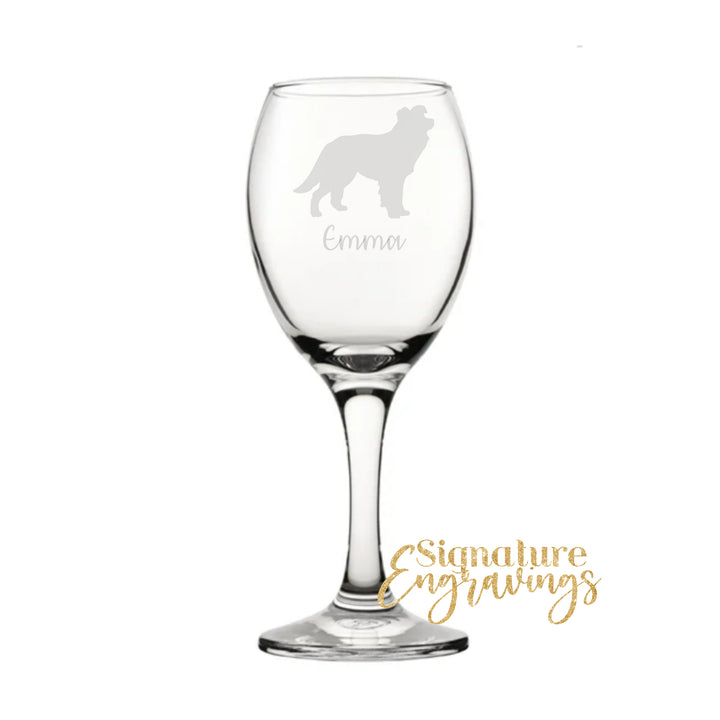 Personalised Border Collie Wine Glass