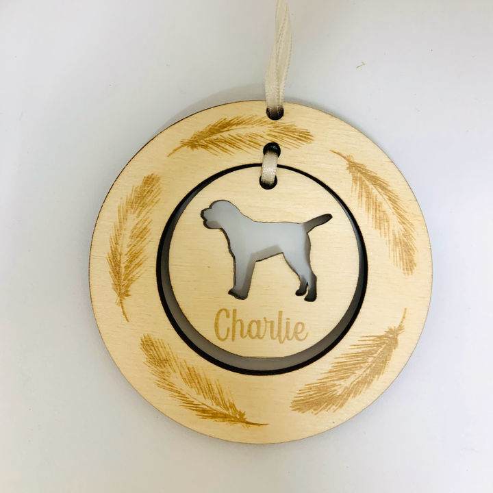 Personalised Border Terrier Hanging Decoration ~ Feather Wreath