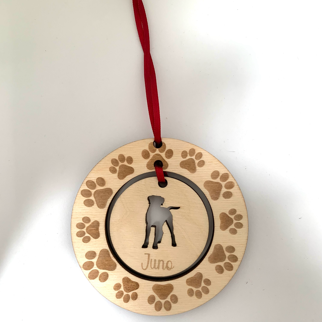 Personalised Boxer Hanging Decoration ~ Paw Wreath