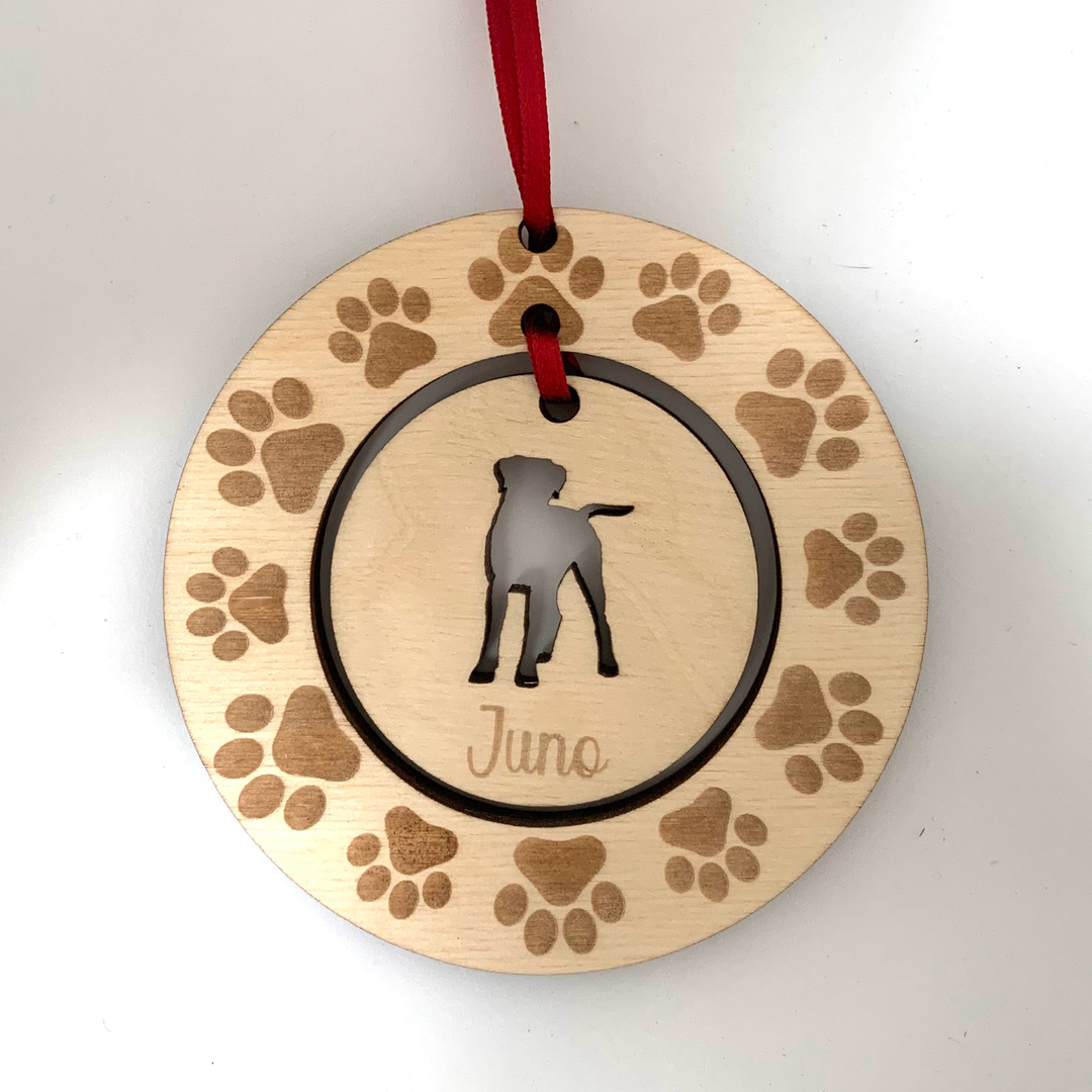 Personalised Boxer Hanging Decoration ~ Paw Wreath