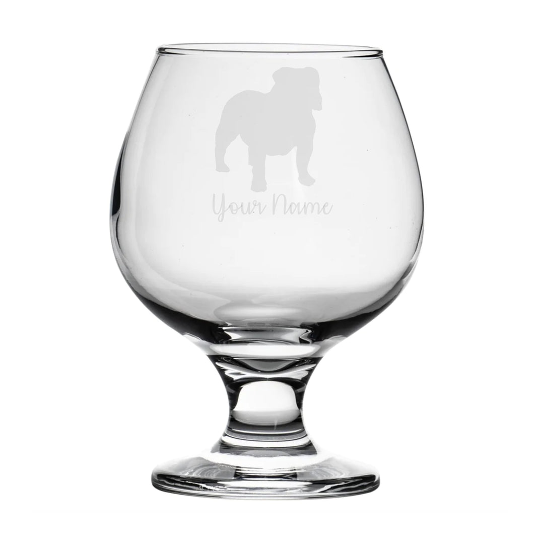 Personalised British Bulldog Dog Brandy Snifter Glass