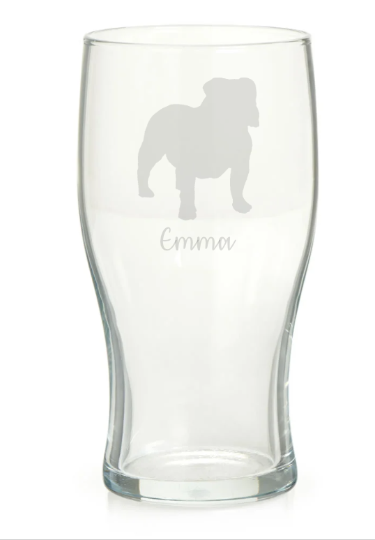 Personalised British Bulldog Pint Glass