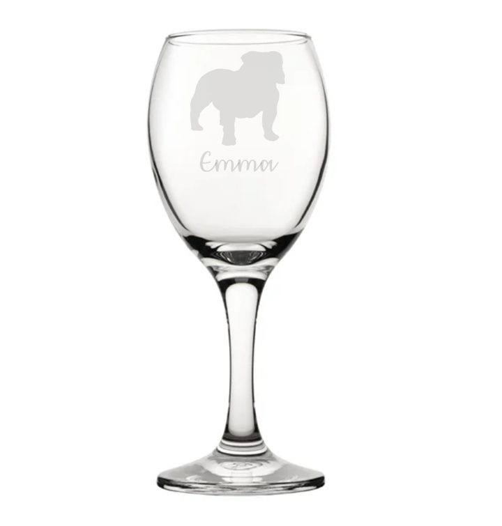 Personalised British Bulldog Wine Glass