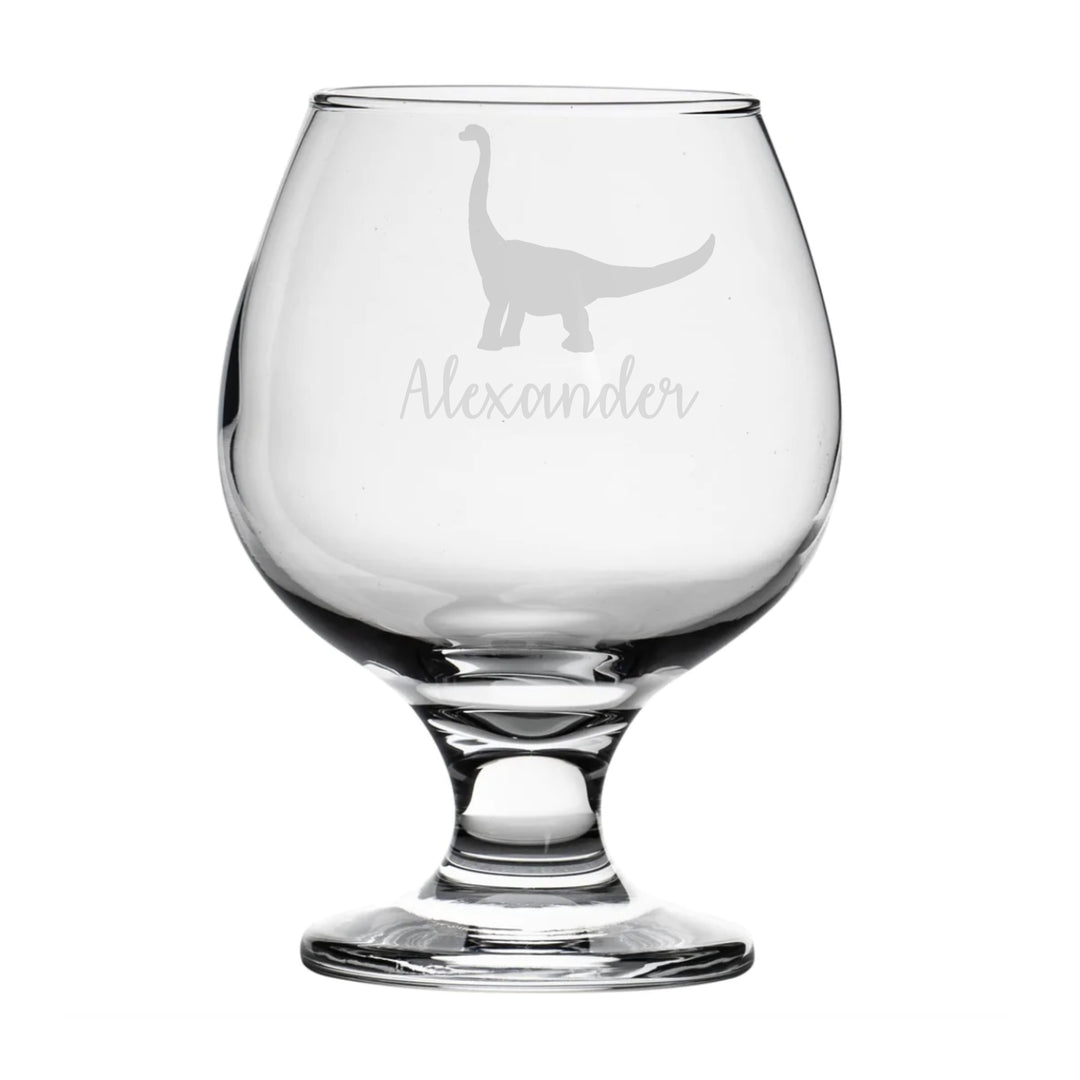 Personalised Brontosaurus Dinosaur Brandy Snifter Glass