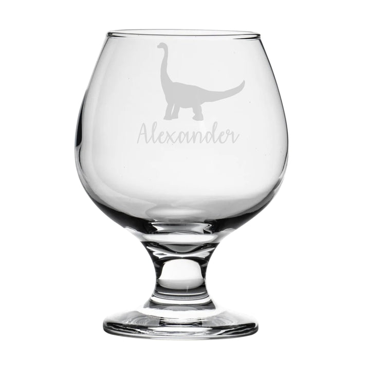 Personalised Brontosaurus Dinosaur Brandy Snifter Glass