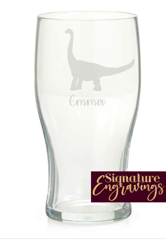 Personalised Brontosaurus Dinosaur Pint Glass