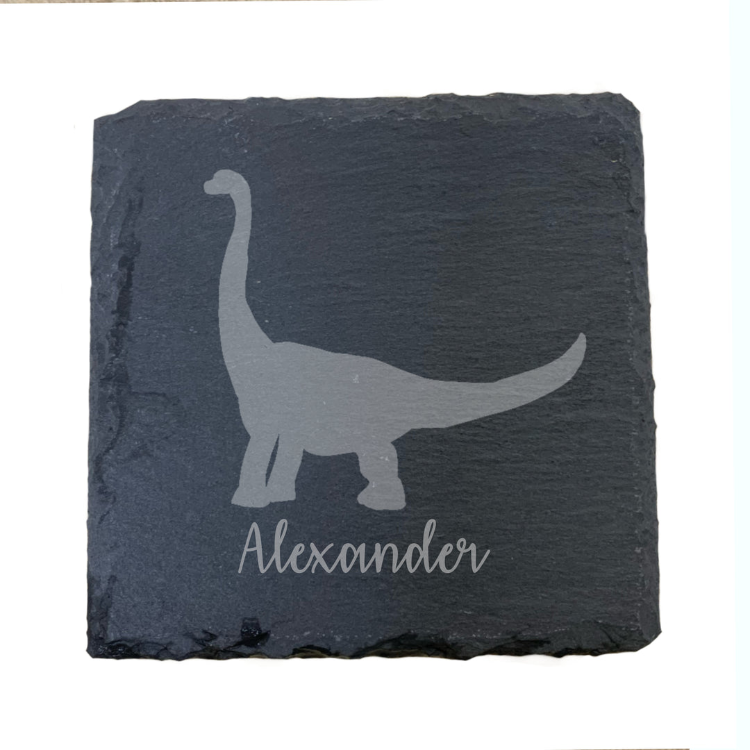 Personalised Brontosaurus Dinosaur Slate Coaster