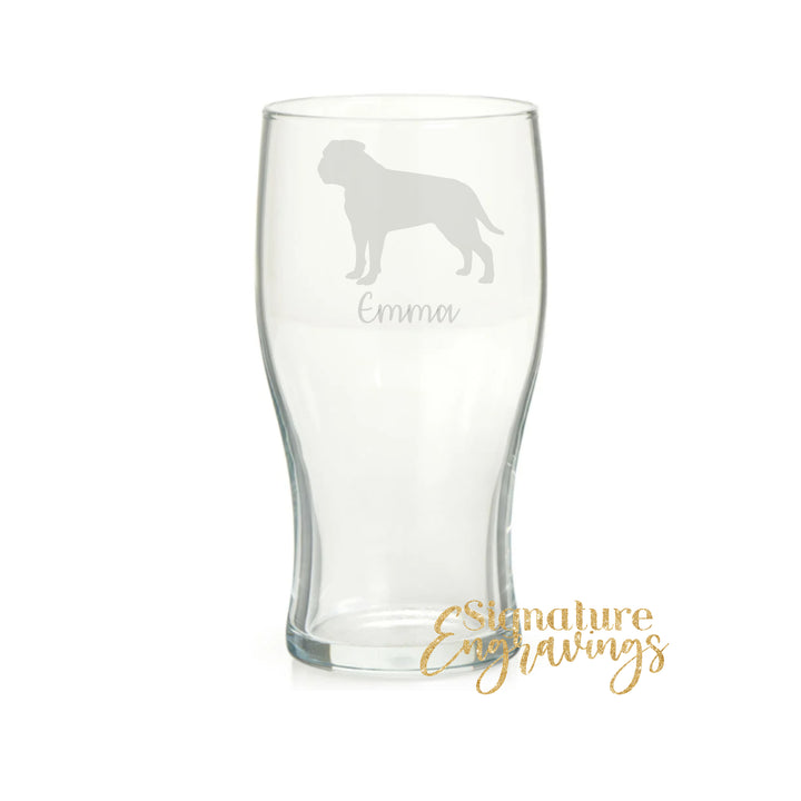 Personalised Bullmastiff Pint Glass